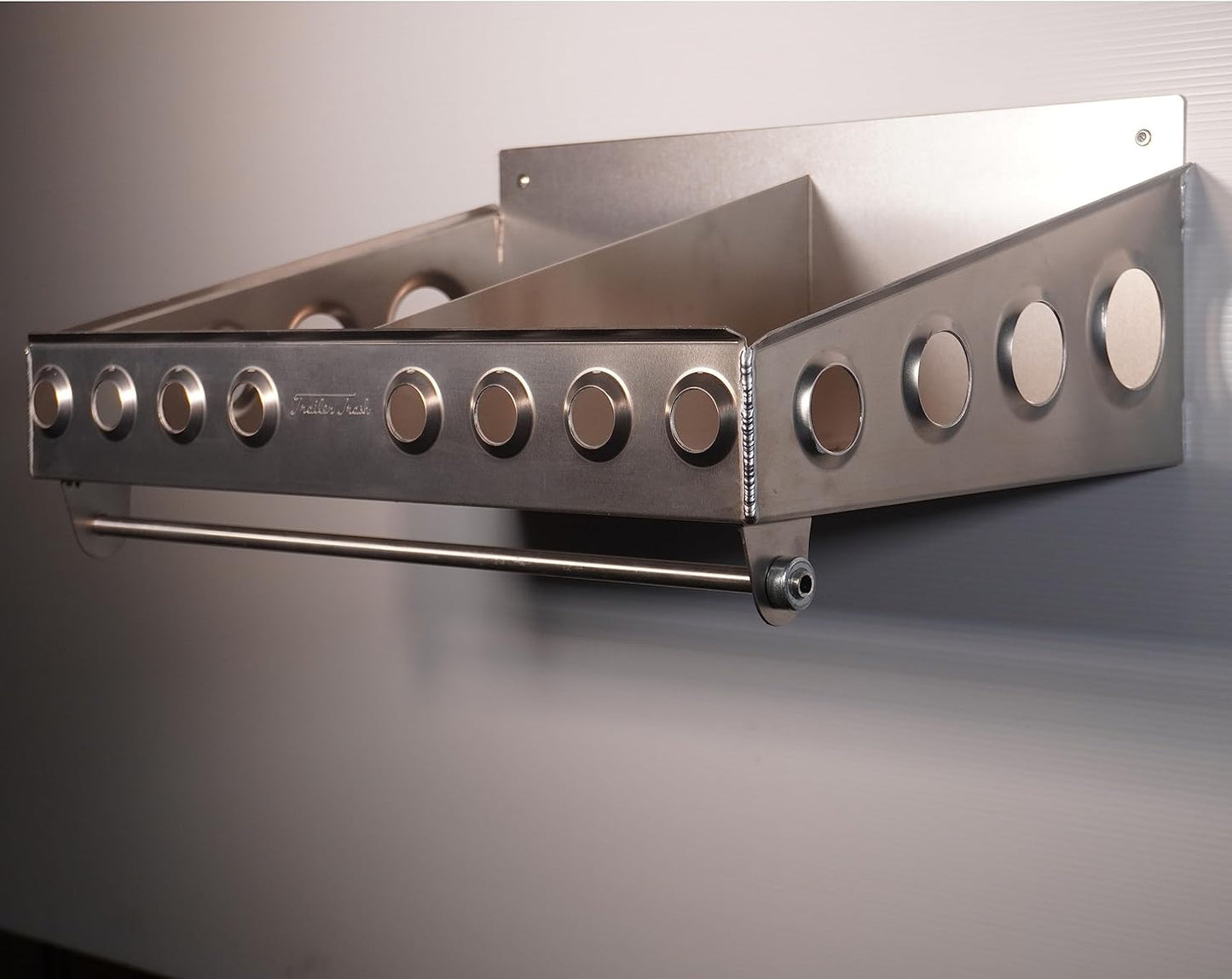 Trailer Trash Helmet Storage Rack, Holds 2 Helmets (Aluminum) Silver, Length 22 1/2 x 16 1/2 x 8 1/2 Height