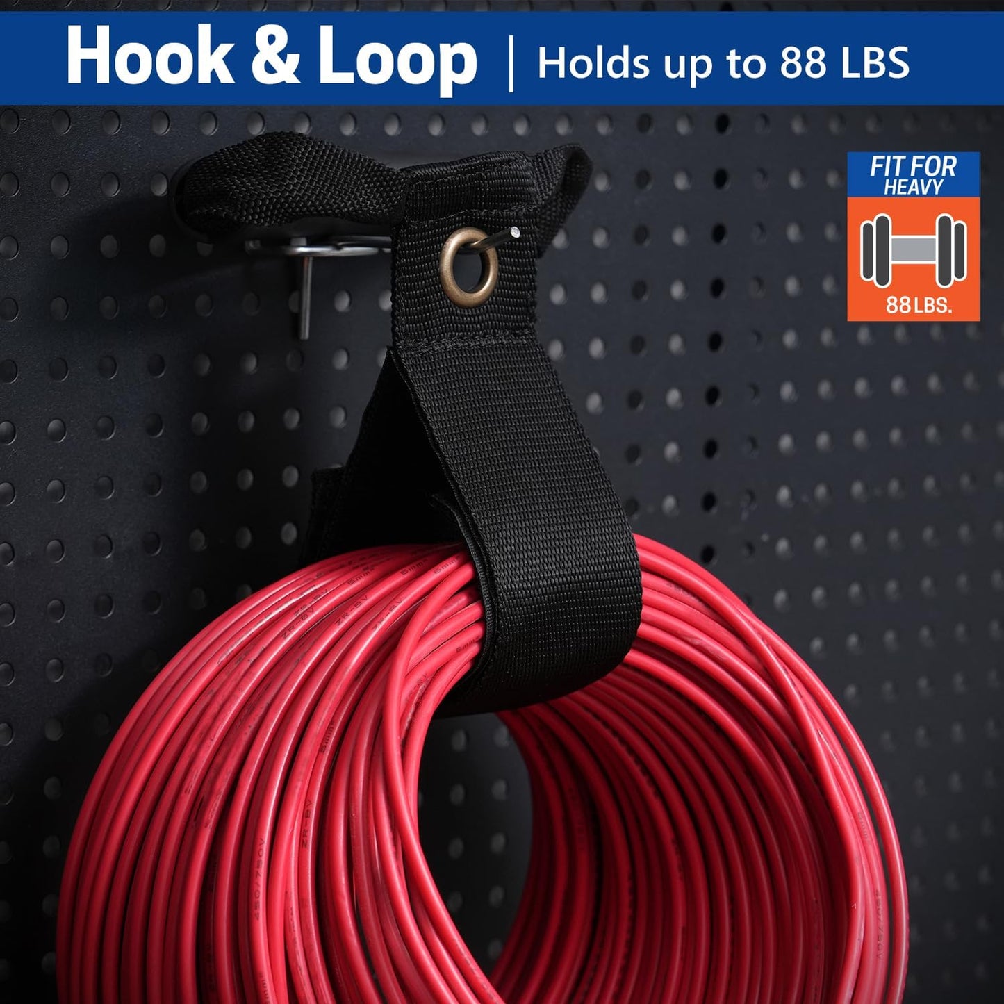 2 Pack Extension Cord Holder Organizer, 19 Inch & 24 Inch Adjustable Hook and Loop Cable Storage Straps with Handle for Garage Electrical Cords Cable Rope Hose Organizers and Storage