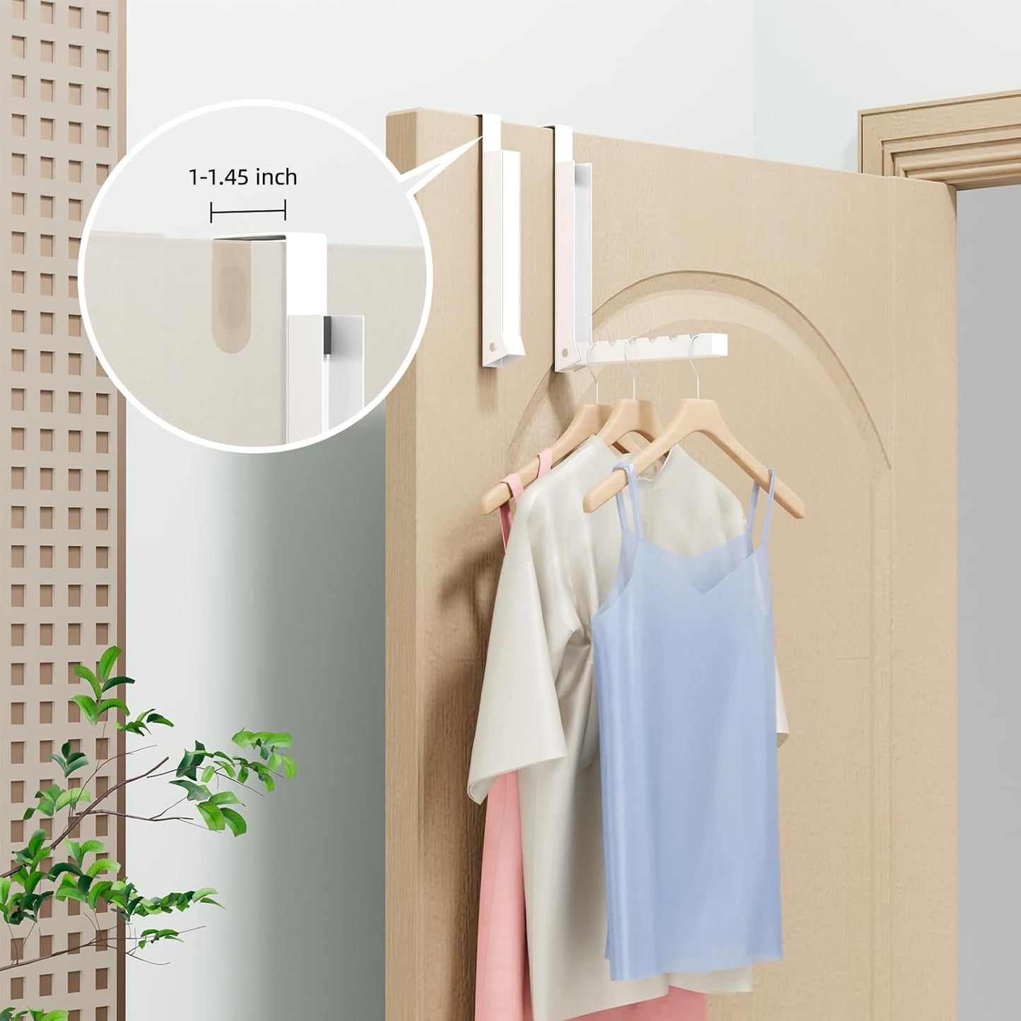 Over The Door Hanger Folding Clothes Drying Rack, Folding Hanging Coat Rack for Indoor Laundry Room Compact Small Space Foldable Portable Clothing Hanger Hook Collapsible- 4 Pack(White)