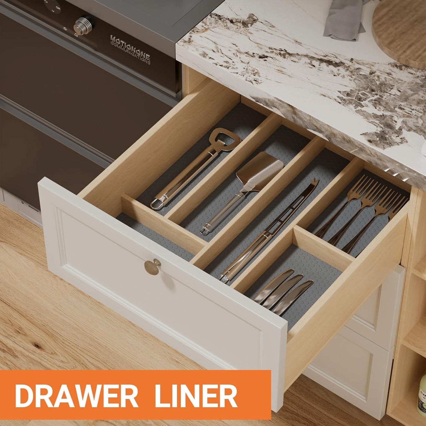 FLPMIX 15-Inch Kitchen Shelf Liners: Waterproof Cabinet Drawer Mats 15 x 240 Inch - Dark Grey Easy to Cut Housewife Pantry Shelving Liner for Cupboard