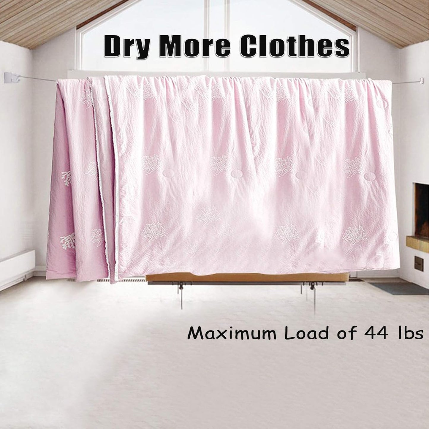 Bakala Retractable Clothesline, Portable Clothes Line Retracting Outdoors, Wall Mounted Double Line with Adjustable Stainless Steel Rope, 13.8 Ft Drying Laundry Line for Balcony, Laundry, Hote l-White