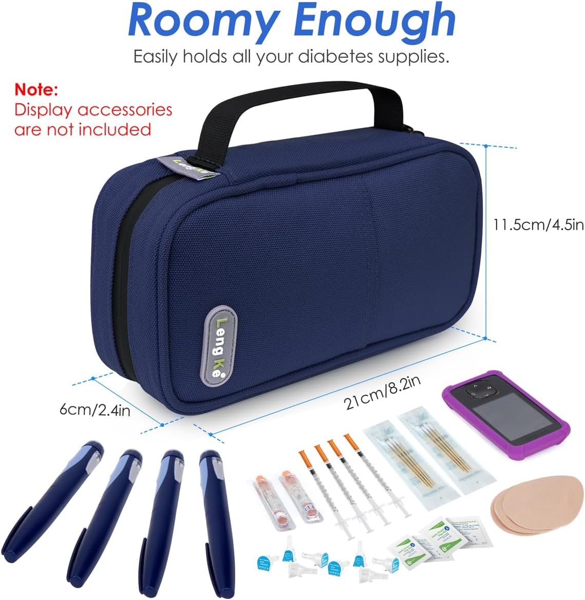YOUSHARES Insulin Cooler Case - Travel Medicine Cooler Bag for Diabetes Supplies, Insulin Pen Case with 2 TSA Approved Gel Ice Pack (Navy Blue)