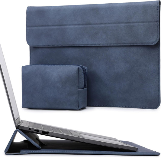 HYZUO 13 Inch Laptop Sleeve Case with Stand for 2025-2018 MacBook Air 13 M4 M3 M2 M1, 2025-2016 MacBook Pro 13 M2 M1, 13" iPad Pro/Air, Surface Pro 11/10/9, XPS 13, with Pouch, Navy Blue