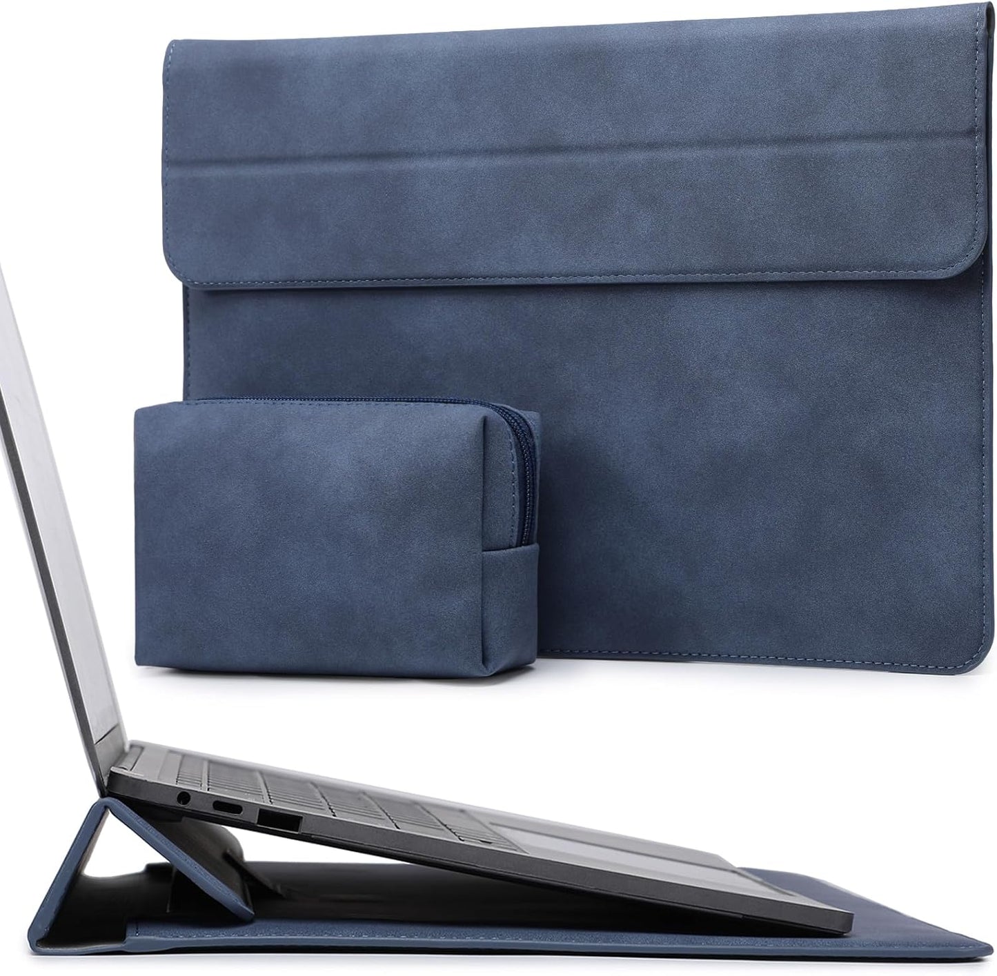 HYZUO 15 Inch Laptop Sleeve Case with Stand for MacBook Air 15 M4 A3241 M3 A3114 M2 A2941 2025-2023, 15" Surface Laptop 7/6/5/4, MacBook Pro 15 A1990 A1707 2019-2016, with Pouch, Navy Blue