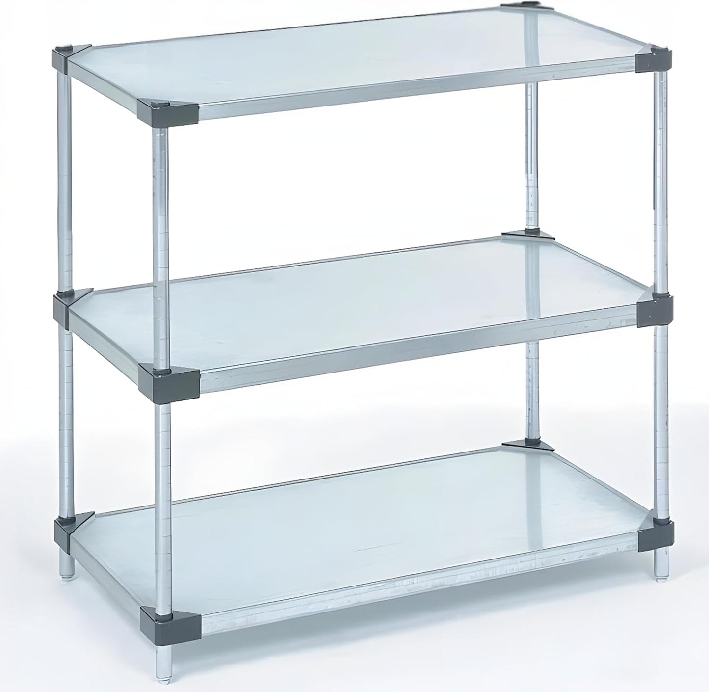 Omega 3-Tier Solid Galvanized Shelves, 24" Deep x 24" Wide x 34" HighHeavy Duty Storage Rack, Shelving Unit, NSF Certified, Ideal for Kitchen Garage Office Restaurant Warehouse 800-lb Capacity