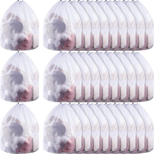12 Pcs 24 * 32 Inches Fine Mesh Laundry Bag with Drawstring Large Heavy Duty Mesh Bag Machine Washable Sheet Drawstring Net for Delicates College Dorm