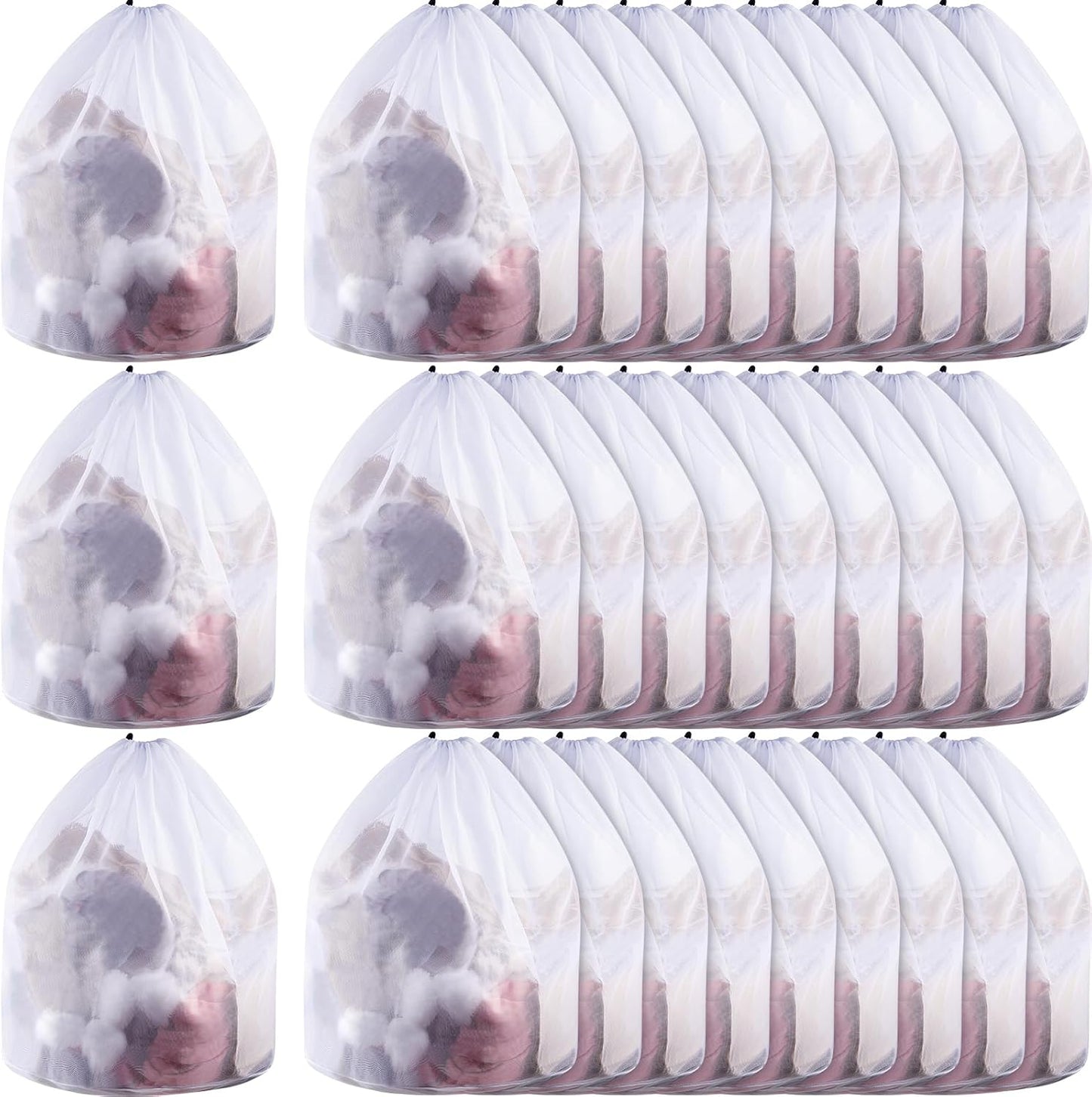 18 Pcs 24 * 32 Inches Fine Mesh Laundry Bag with Drawstring Large Heavy Duty Mesh Bag Machine Washable Sheet Drawstring Net for Delicates College Dorm
