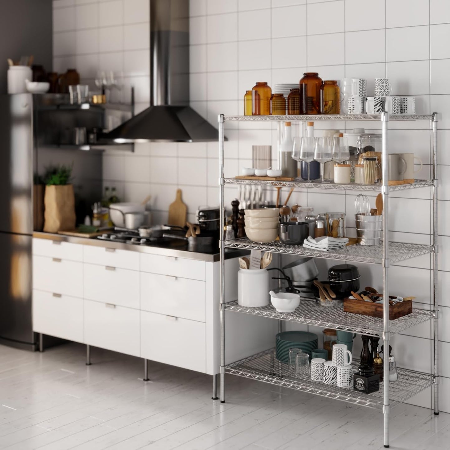 24" Deep x 42" Wide x 64" Height Wire Shelving Kit | 5-Tier | NSF Commercial Storage Rack Unit