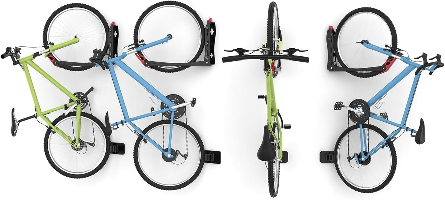 WALMANN BIKEPAL No Lifting Wall Mount Swivel Bike Rack, Wall Bike Hangers for Garage Space Saving Vertical Bike Storage(4 Pack)