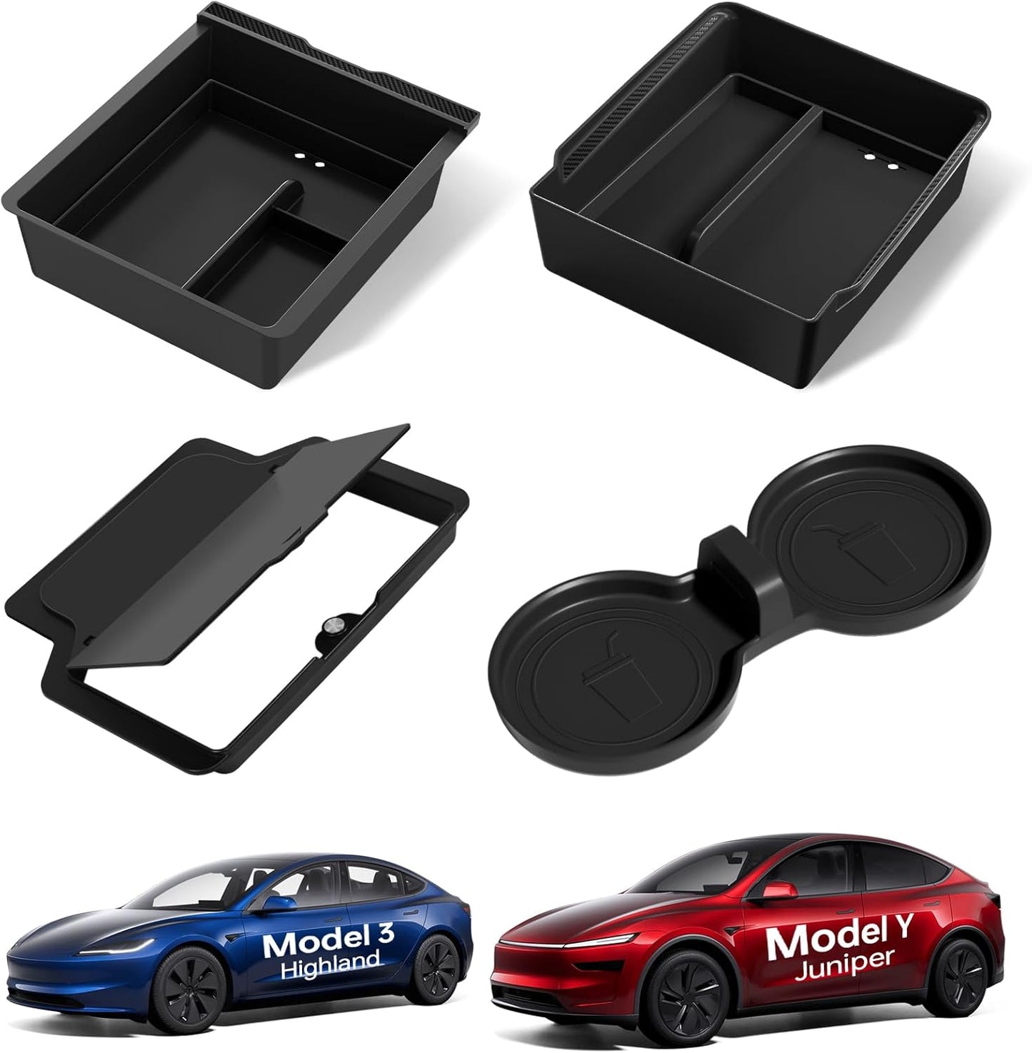 for Tesla Model Y Juniper Center Console Organizer Slide Smoothly Wear-Resistant Easy to Clean Model 3 Highland 2024-2026 New Model Y Juniper Accessories 4 PCS