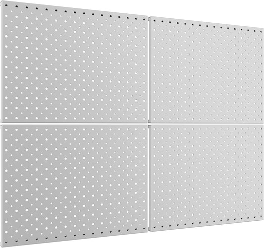 TORACK 4Pcs 12"x16" Metal Pegboard Panels for Garage, Workbench, Shop, Shed Tool Organizer Peg Board with 1/8" & 1/4" Holes, Modular Wall-Mounted Pegboard for Pegboard Hooks (Grey)