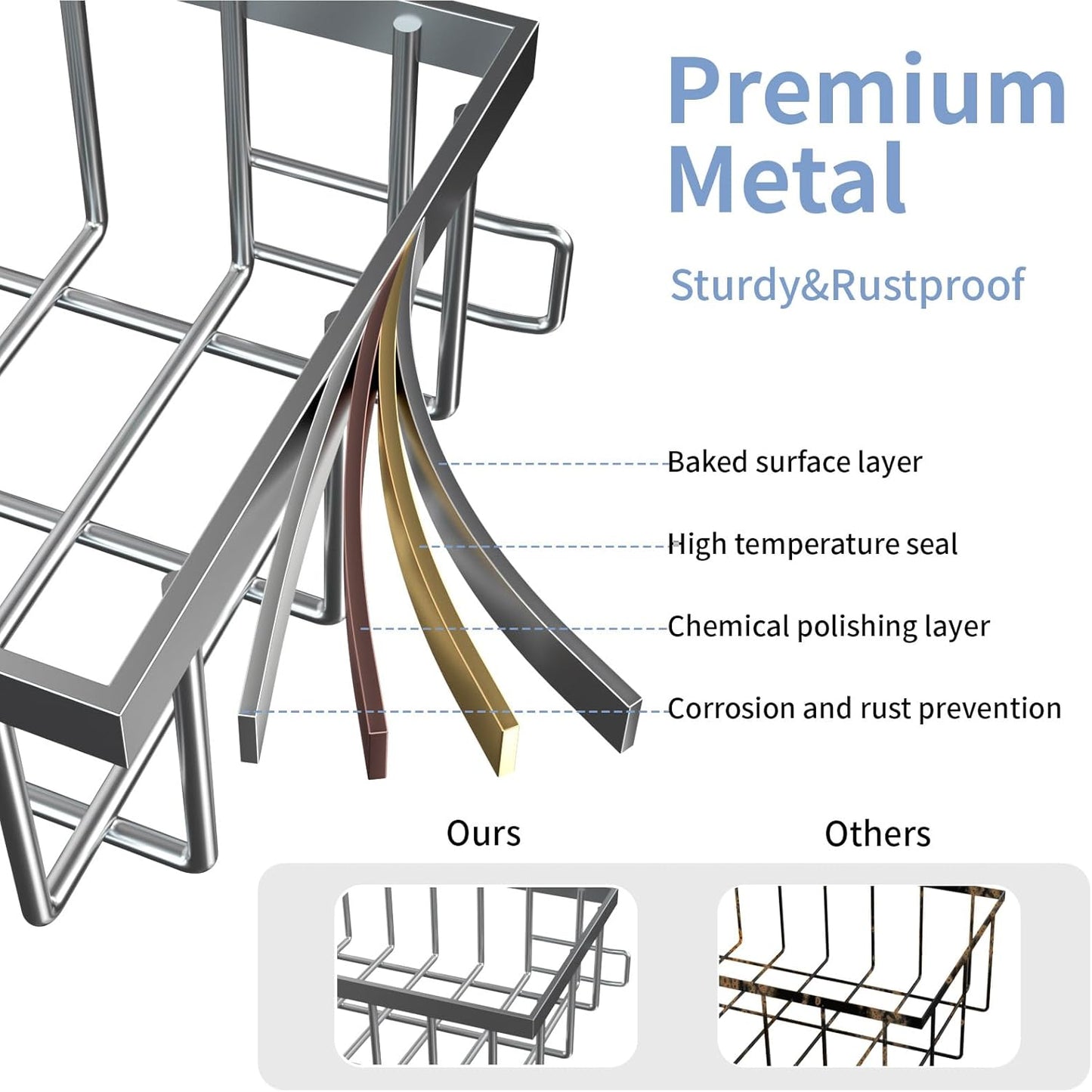 Under Sink Organizer Storage 2-Tier Premium Metal Pull-Out Racks, Height Adjustable, Easy Installation | Kitchen & Bathroom Organizers Pack of 1