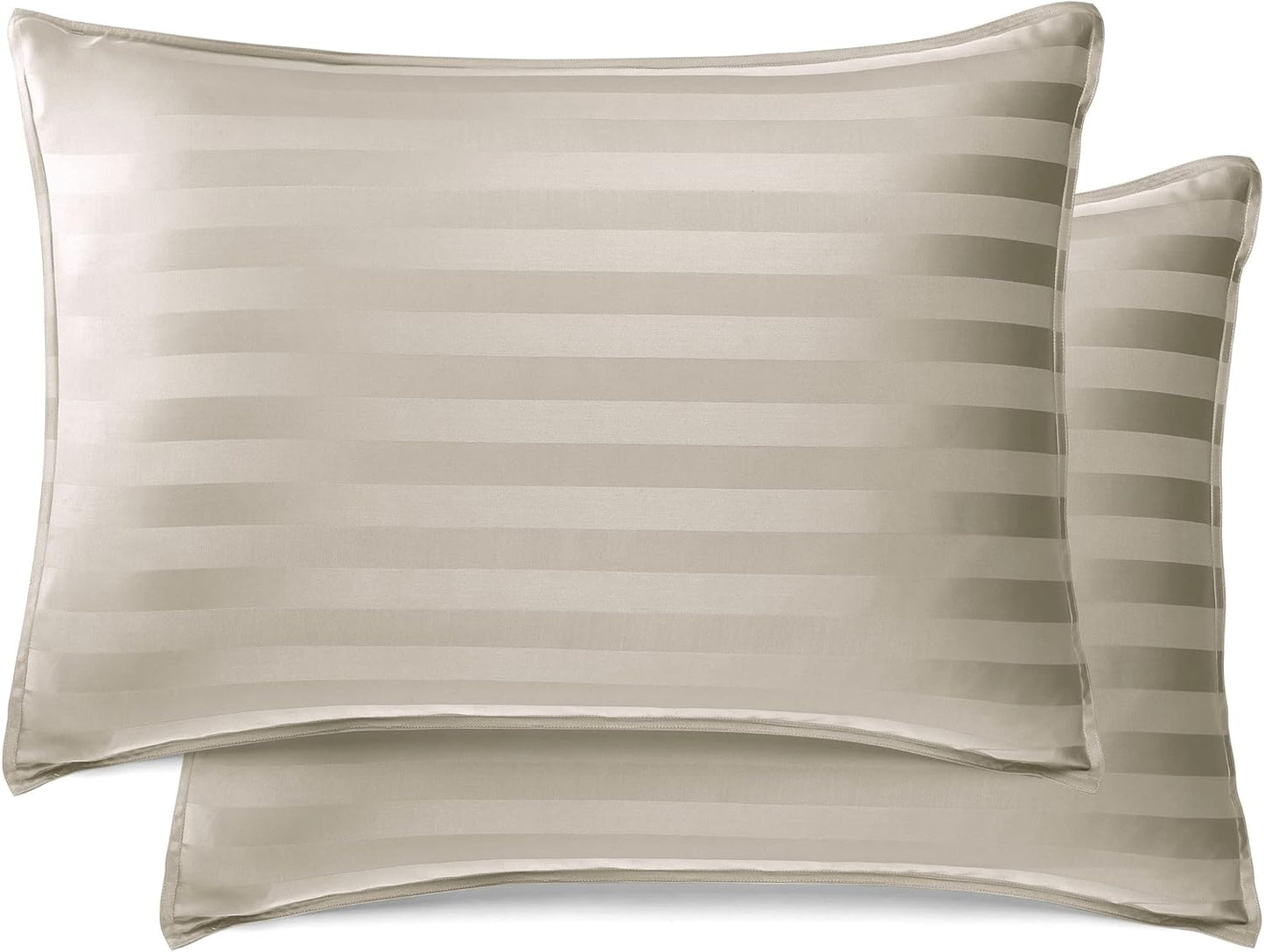 King Pillowcases by Pure Bamboo, Genuine 100% Organic Viscose Derived from Bamboo, Luxuriously Soft & Cooling, Double Stitching, Envelope Closure (2 King Pillowcases, Jacquard Sand)