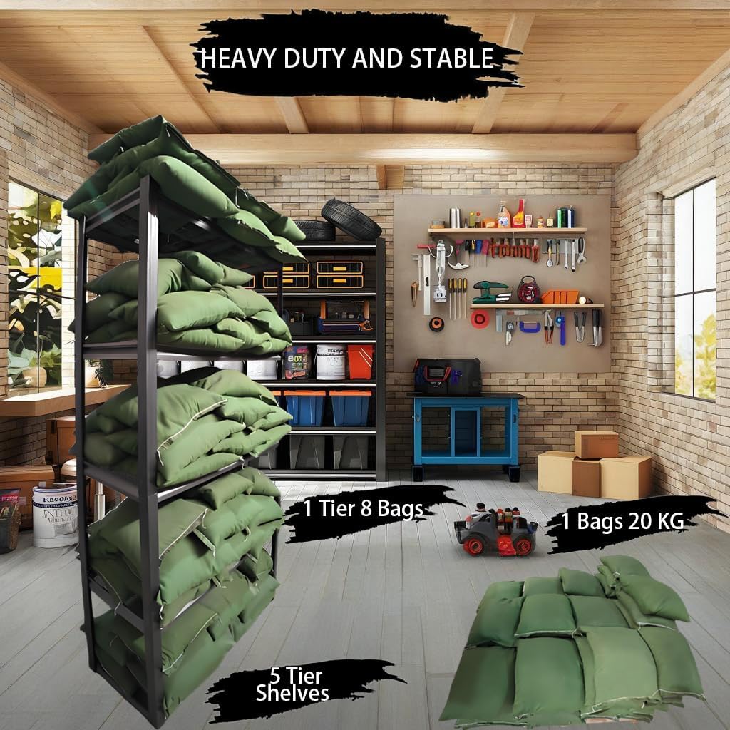 Storage Shelving Unit Adjustable Heavy Duty Garage Shelves Metal Organizer Utility Rack for Kitchen Pantry Basement Pantry Warehouse Laundry Black 2750LBS 72" H x 35" W x 15.8" D 5-Tier
