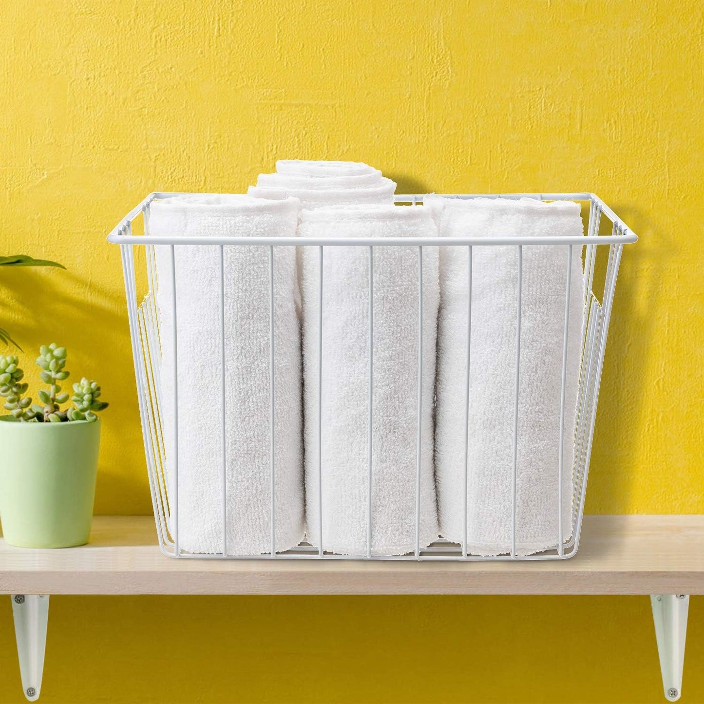 Freezer Wire Baskets Storage Organizer, Household Storage Metal Wire Bins for Kitchen, Pantry, Cabinet, Bathroom, Bedroom - Pearl White (3, 11in x 10in x 5.5in)