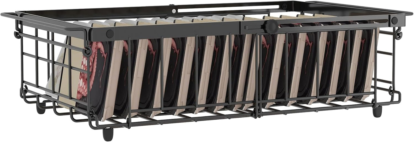 UMDONX Freezer Organizer Bins – Expandable from 11.2" to 17.7", Fit 5–10 Cu.Ft Chest Freezer, Hanging Storage Baskets for Deep Freezer, Easy Slide Access, 1 Pack (Black)