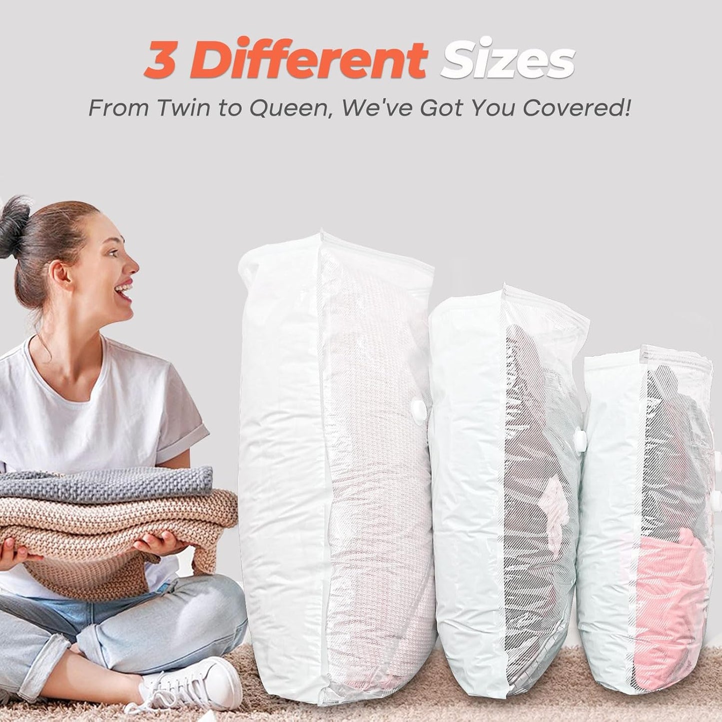 Vacuum Seal Bags for Clothing Travel, 8 Pack 34" Vacuum Storage Bags with Wireless Charging Pump Compression Packing for Clothes Blanket Bedding Suitcase Luggage, Space Saver for Travel