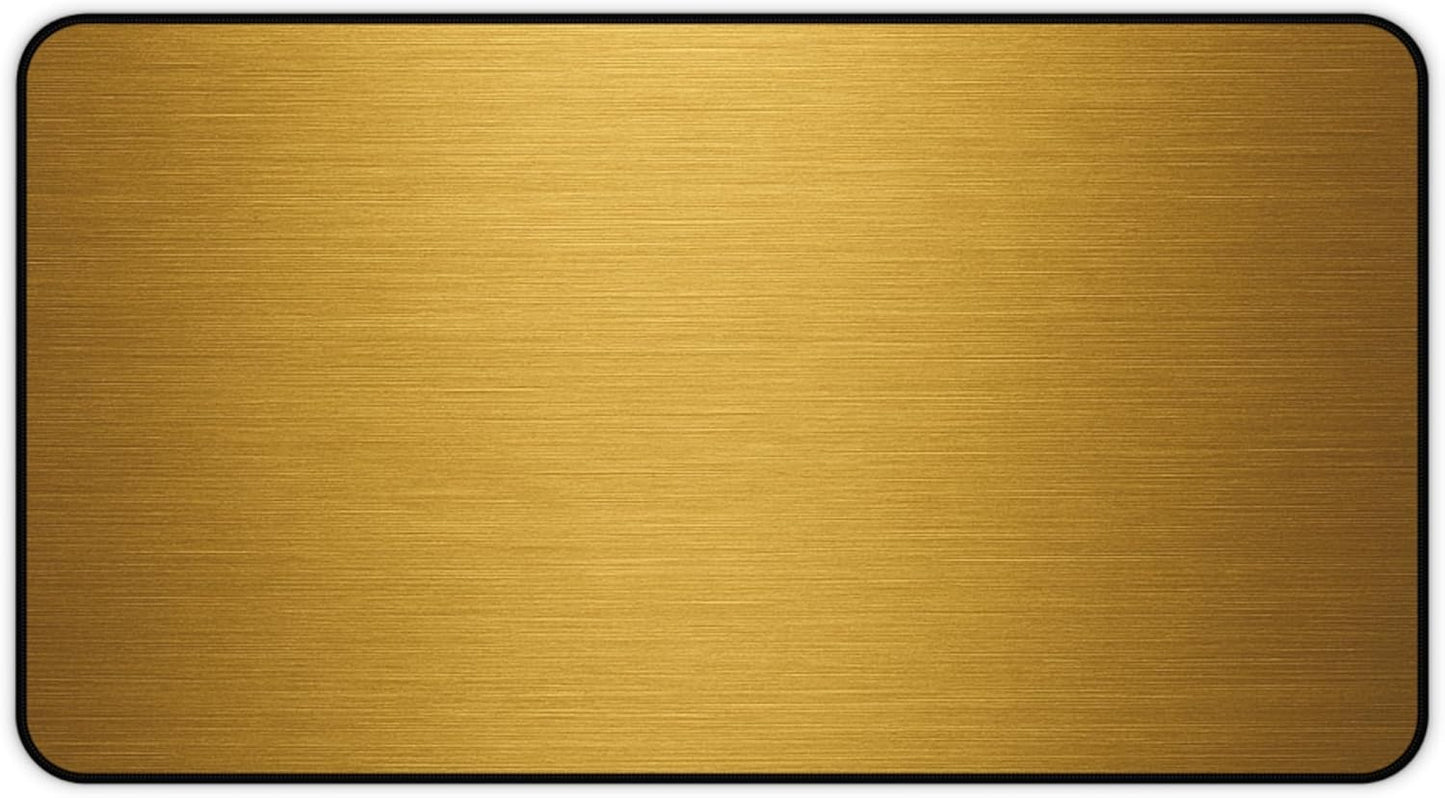 Brushed Metal Texture Desk Mat - Extended Mouse Pad & Desk Pad, Neoprene Surface, Non-Slip Rubber Base, Stitched Edges, Desk Protector for Keyboard & Mouse (Gold, 12x22)
