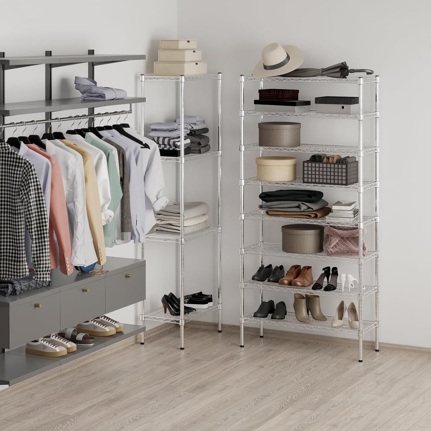 14" Deep x 36" Wide x 74" Height Wire Shelving Kit | 8-Tier | NSF Commercial Storage Rack Unit