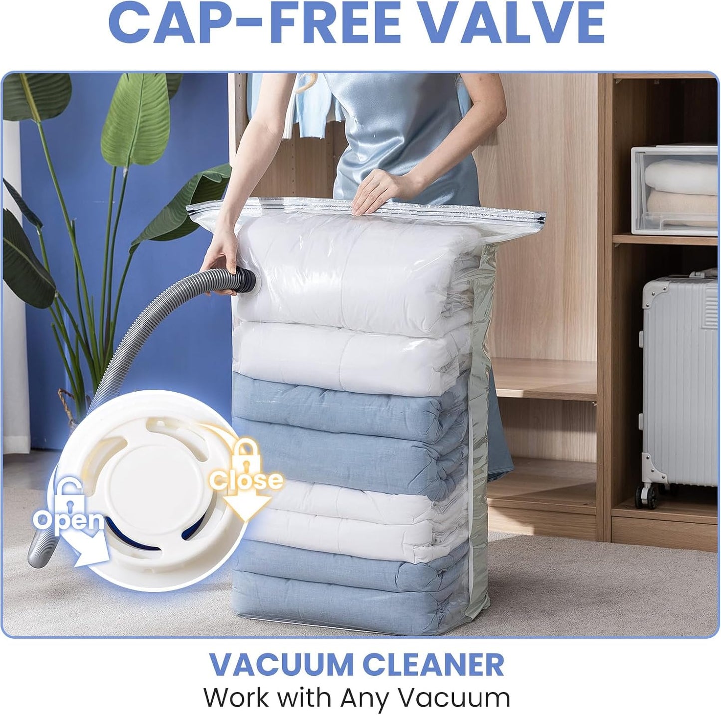 8 Pack Vacuum Storage Bags, Jumbo Cube 31x40x15 Inch, Extra Large Vacuum Seal Bgas for Comforters, Blankets, Pillow, Quilts, Space Saver Clost Oragnization, Clear