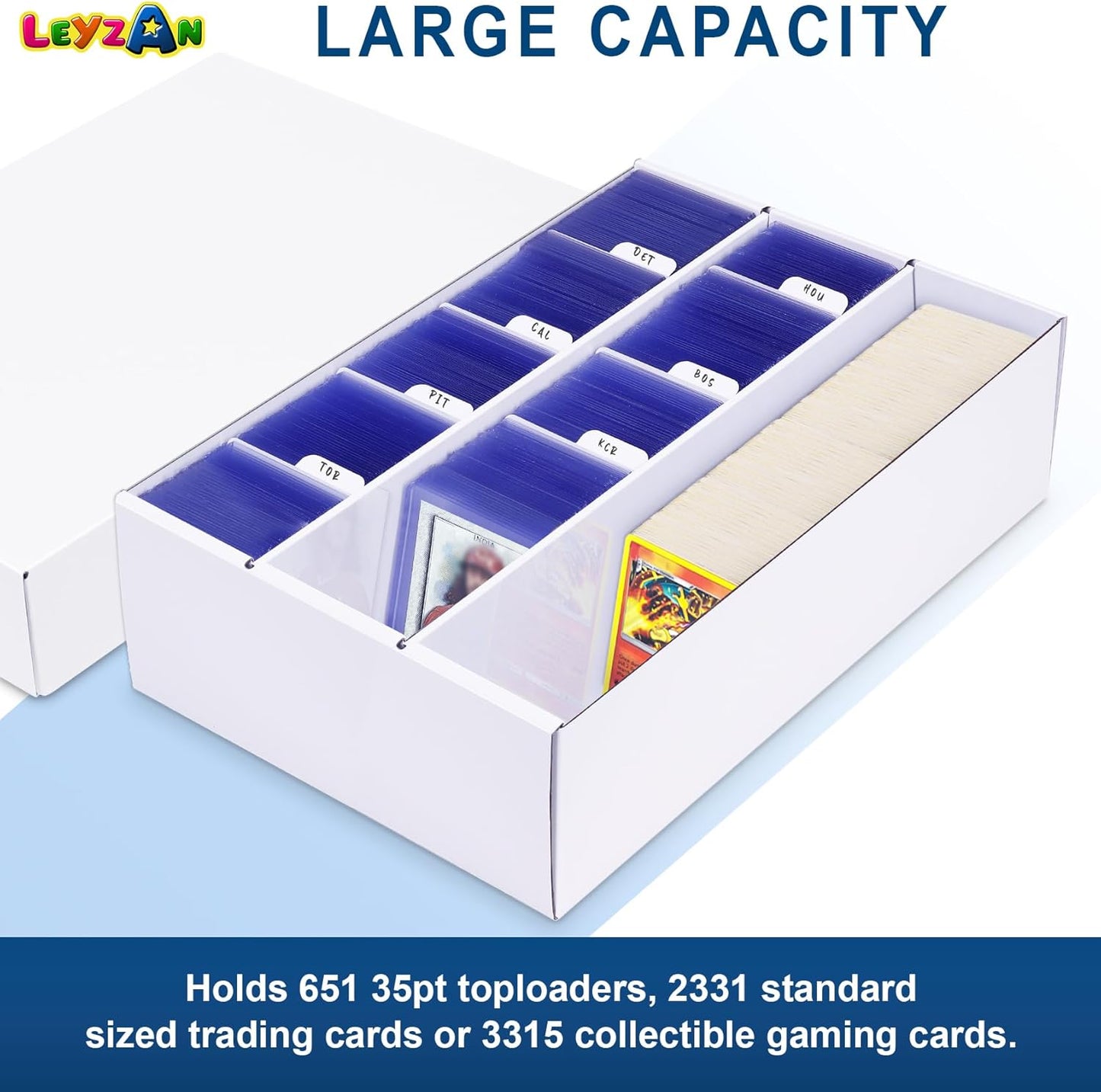 Trading Card Storage Box 6 Pack–2400 Count Cardboard Organizer with Dividers for MTG, TCG, Sports, Toploader, Commander