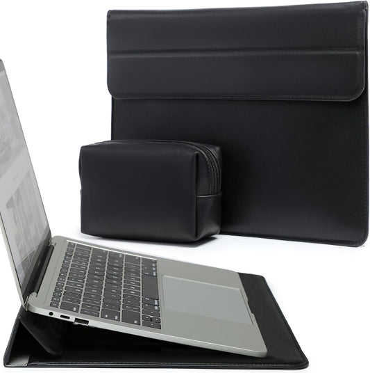 HYZUO 15 Inch Laptop Sleeve Case with Stand for MacBook Air 15 M4 A3241 M3 A3114 M2 A2941 2025-2023, 15" Surface Laptop 7/6/5/4, MacBook Pro 15 A1990 A1707 2019-2016, with Pouch, Black