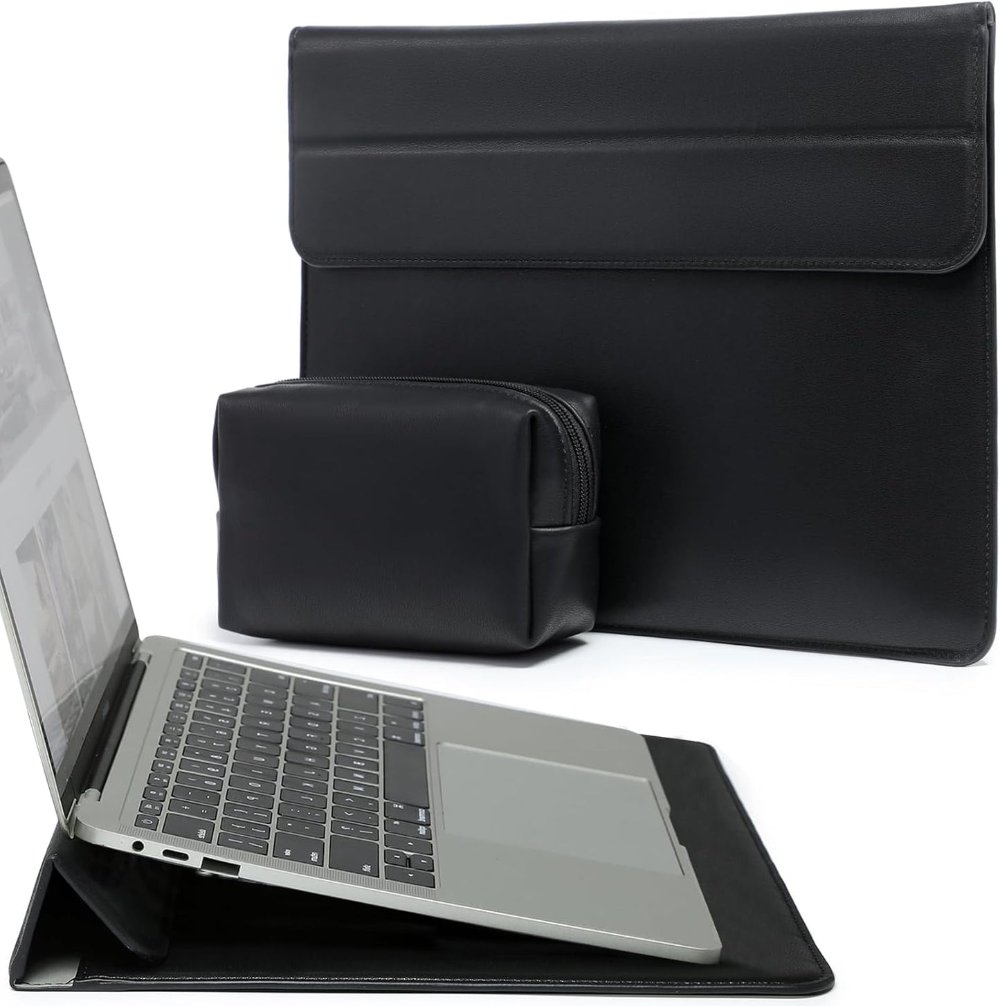 HYZUO 15-16 Inch Laptop Sleeve Case with Stand Feature for MacBook Pro 16 M4/M3/M2/M1 Pro/Max 2025-2019, XPS 15, MacBook Pro 15 2015-2012, Samsung Galaxy Book Flex/Pro 15, Black