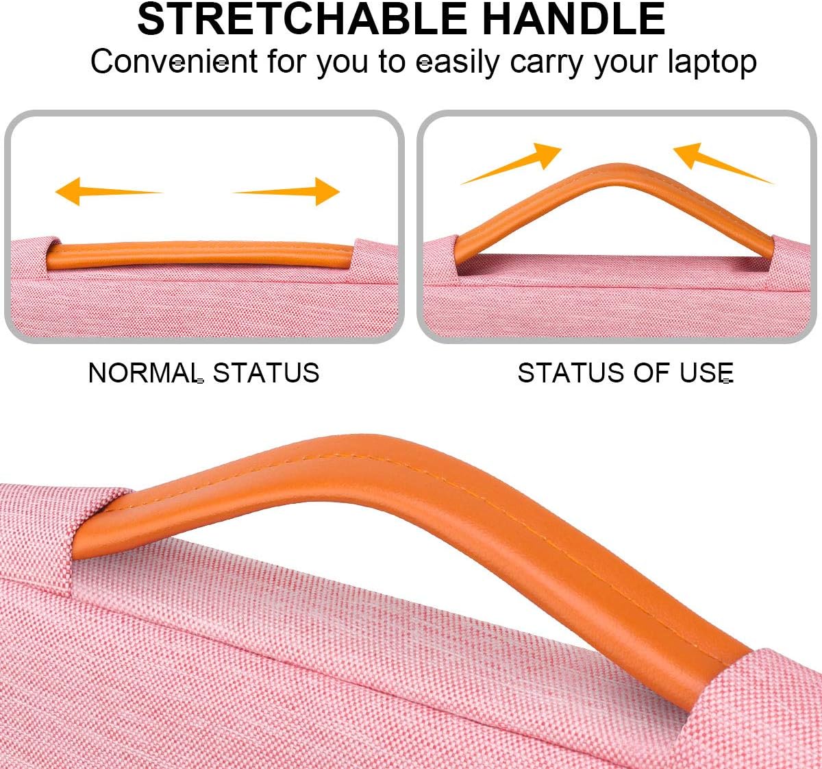 Lacdo 360° Protective Laptop Sleeve Case for 15 inch New MacBook Air M4 A3241 2025, M3 A3114, M2 A2941 2024-2023, 15 inch MacBook Pro A1990 A1707, Dell XPS 15 Plus Computer Bag, Water-Resistant, Peach