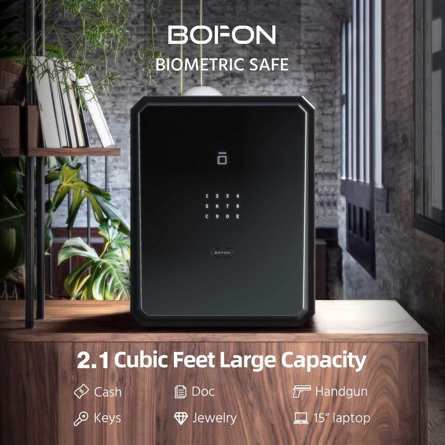 Home Safe, Fingerprint Password Safe Box with Key, Cabinets SafeBox for Home, Security Box, Biometric Safe, W-series 2.1Cubic feet