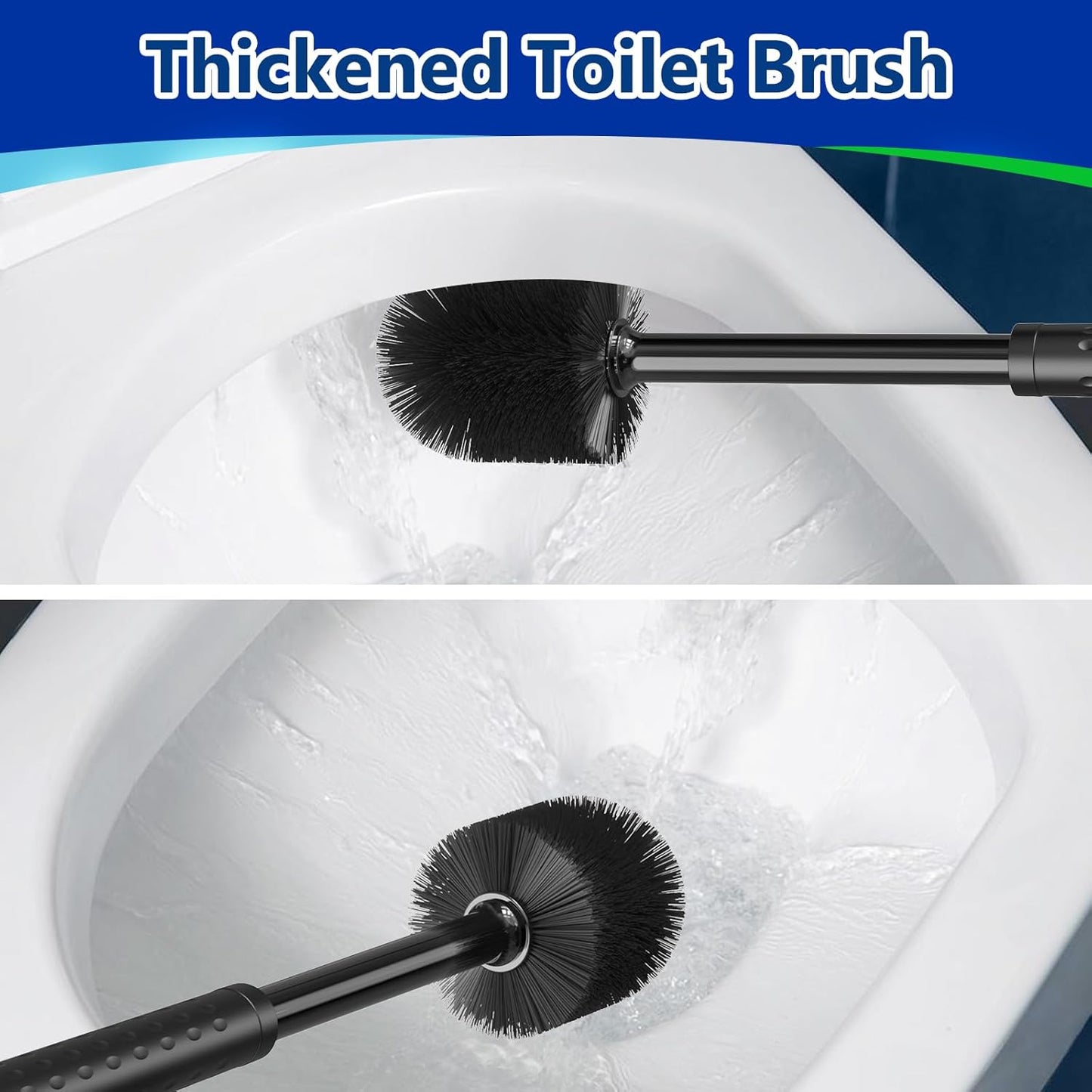 Toilet Brush and Plunger Set: 2-in-1 Heavy Duty Toilet Plunger and Bowl Brush Combo with Holder for Bathroom Cleaning - Black