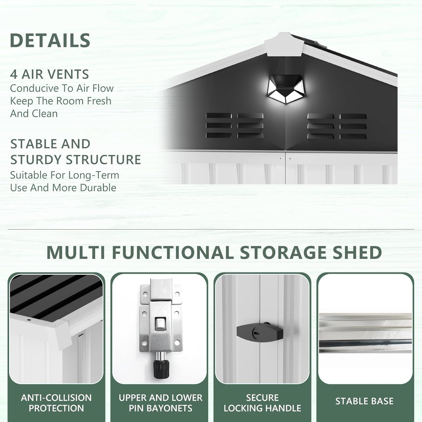 Metal Storage Shed,10x8 Outdoor Storage Building,Large Backyard Sheds with Lockable Doors,Waterproof Outside Storage Sheds，White