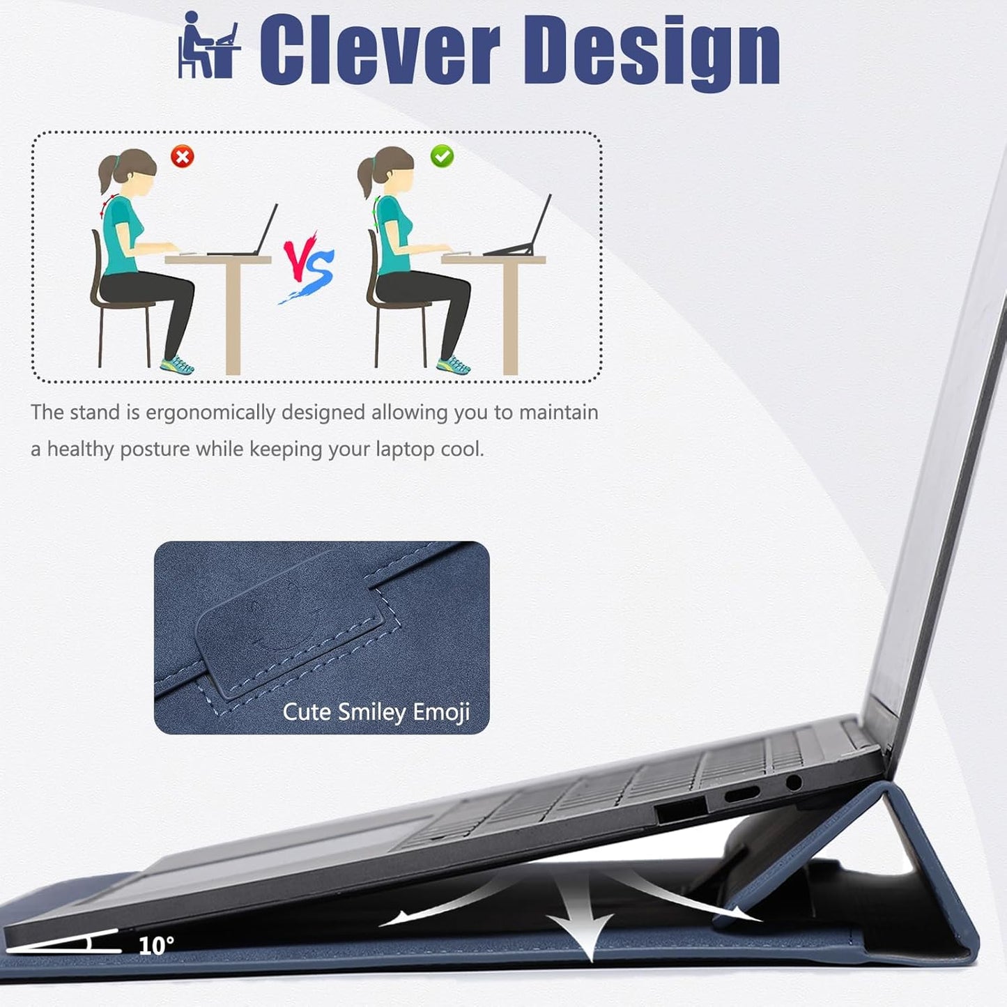 HYZUO 13.3-14 Inch Laptop Sleeve Case with Stand Feature for MacBook Pro 14 M5/M4/M3/M2/M1 2026-2021, MacBook Pro/Air 13.3, 13.5" 13.8" Surface Laptop, HP Spectre X360 13/14, Navy Blue