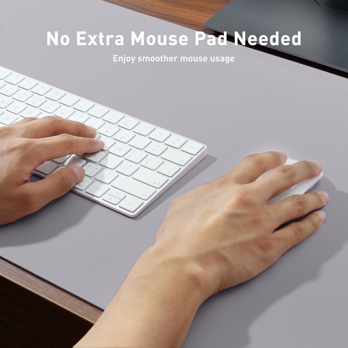 Aothia Faux Leather Desk Mat – Large Mouse Pad, Non-Slip PU Leather Blotter, Waterproof Writing Surface for Office and Home (Smoky Lavender, 47.2" x 23.6")