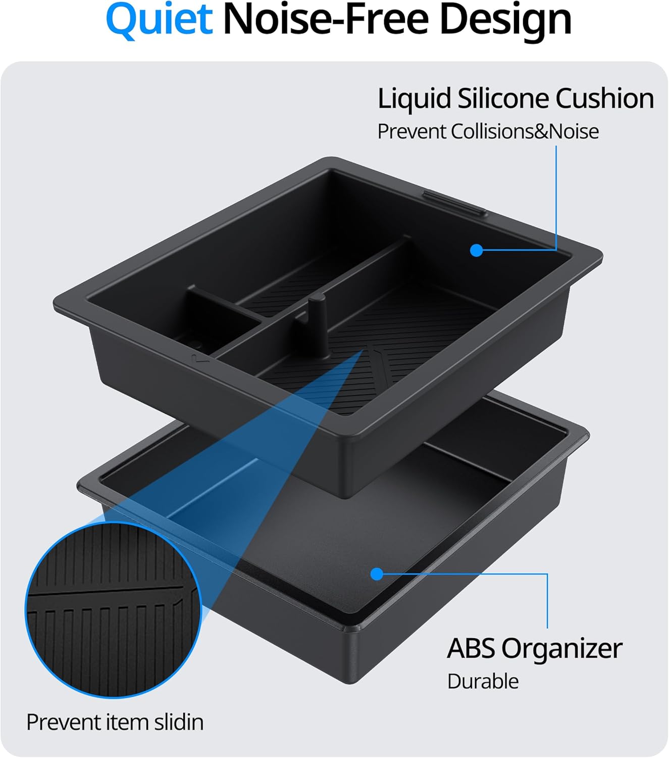 UBeesize Tesla Model Y Juniper Accessories (2025-2026), Center Console Organizer Tray for Model 3 Highland(2024-2025), Double-Layer Sliding Armrest Hidden Storage Box, 5PCS Black