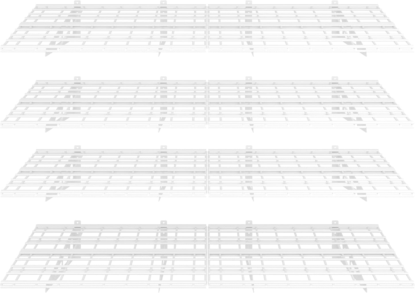 FLEXIMOUNTS 4-Pack 24-inch-by-72-inch Wall Shelf Garage Storage Rack Wall Mounted Floating Shelves 2x6 ft,White, Classic Series