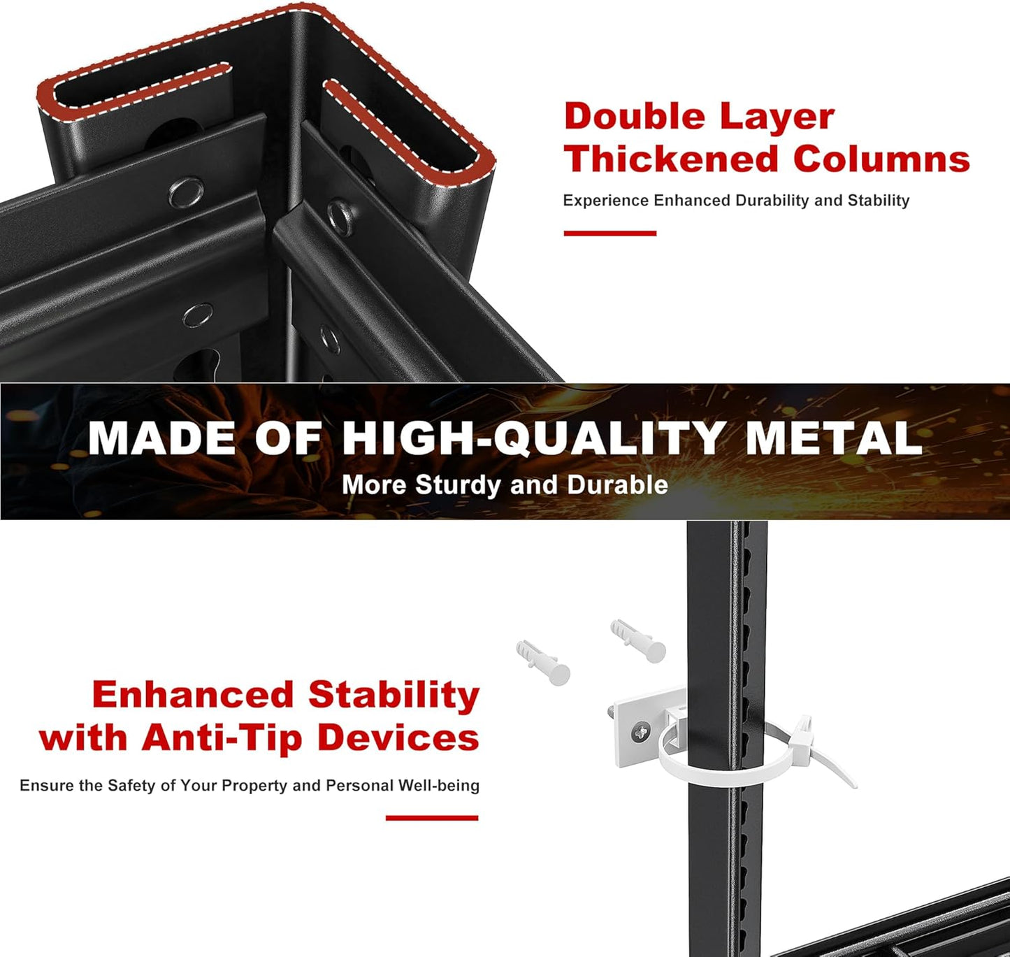 REIBII Garage Shelving 3500LBS, 6 Tier Storage Shelves, Adjustable Heavy Duty Shelving Unit, Metal Shelf for Warehouse, Basement, Pantry, Factory, 55" W x 26" D x 84" H, Black