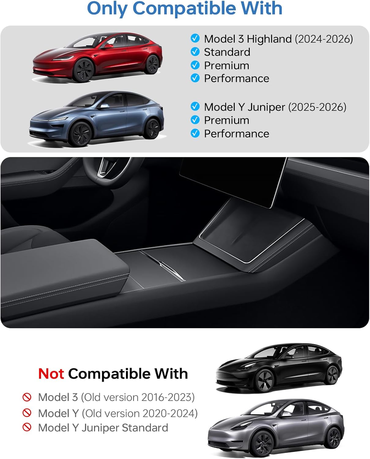 for Tesla Model Y Juniper Center Console Organizer Slide Smoothly Wear-Resistant Easy to Clean Model 3 Highland 2024-2026 New Model Y Juniper Accessories 4 PCS