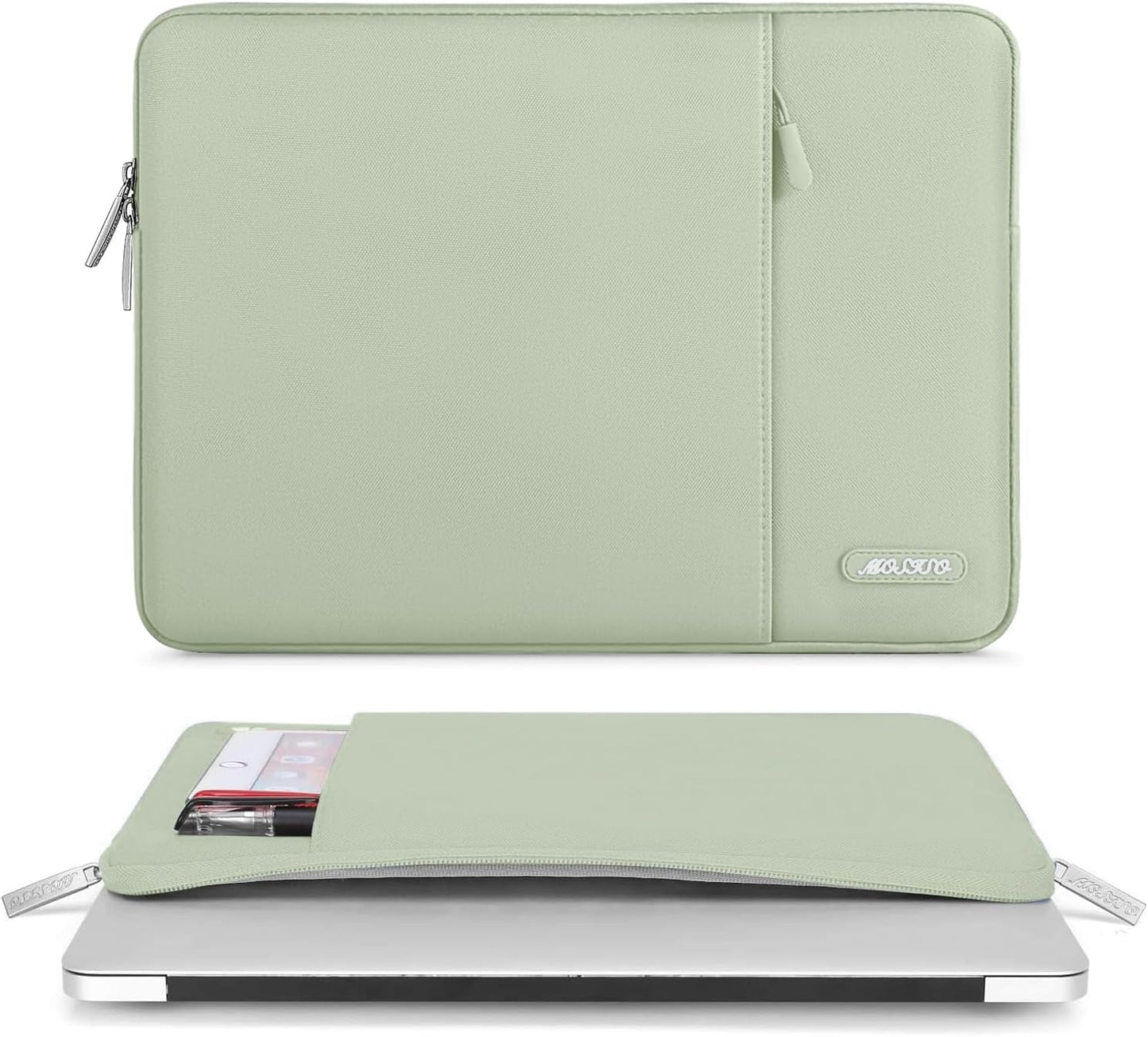 MOSISO Laptop Case 15 inch, 15 inch Laptop Sleeve Compatible with MacBook Air 15 M4 A3241 M3 A3114 M2 A2941 2025 2024 2023,Dell XPS 15,Polyester Vertical Computer Sleeve Bag with Pocket, Sage Green