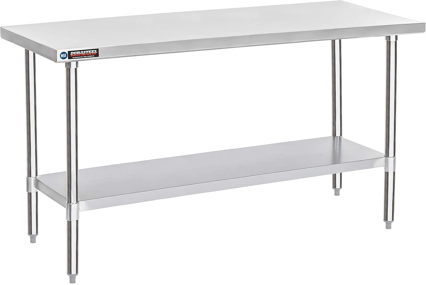 DuraSteel 30x72 Stainless Steel Prep Table - NSF Commercial Kitchen Metal Worktable - Large Laboratory Benches with Under Shelf - For Laundry Room, Kitchen, Garage, Restaurant