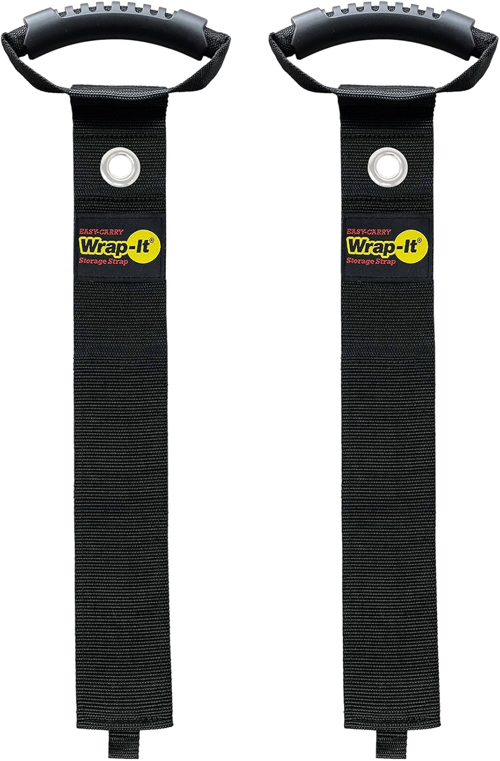 Easy-Carry Wrap-It Storage Straps - 36” (2-Pack) Black with Grommet - Heavy Duty Cord Carrying Strap Keeper and Extension Cord Organizer