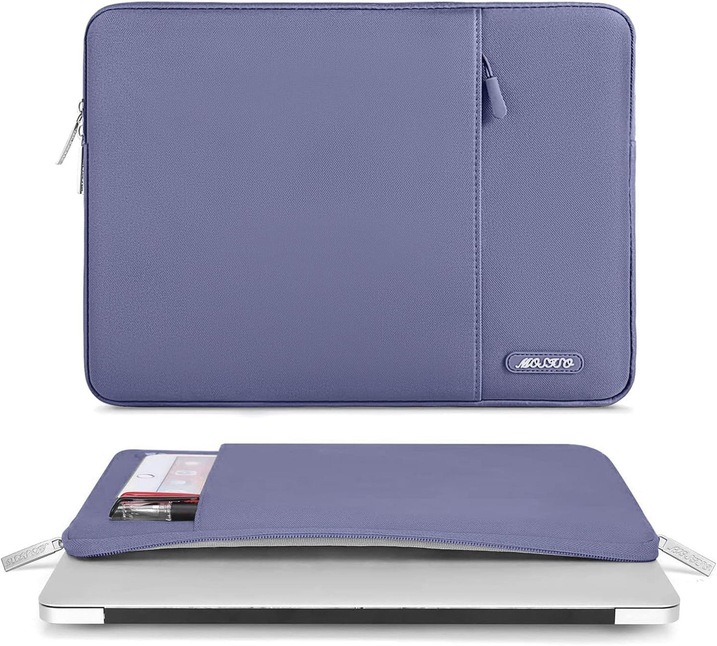 MOSISO Laptop Case 13.3 inch, 13-13.3 inch Laptop Sleeve Compatible with MacBook Air/Pro 13/Pro 14 M5 M4 M3 M2 M1, HP Dell ASUS Lenovo,Polyester Vertical Computer Sleeve Bag with Pocket, Lavender Gray