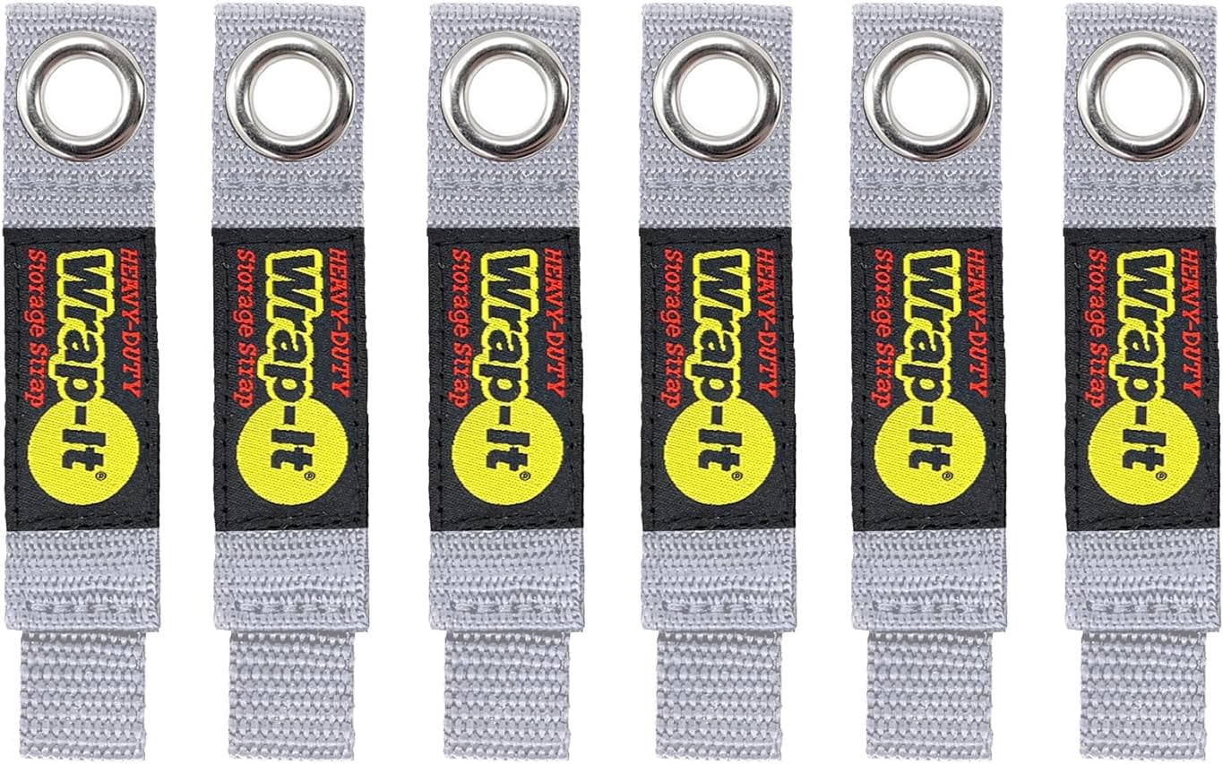 Heavy-Duty Wrap-It Storage Straps - 7" (6-Pack) Silver - Garage Organizer and Appliance Cord Holder for Home Storage Essentials
