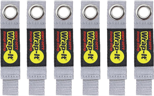 Heavy-Duty Wrap-It Storage Straps - 7" (6-Pack) Silver - Garage Organizer and Appliance Cord Holder for Home Storage Essentials