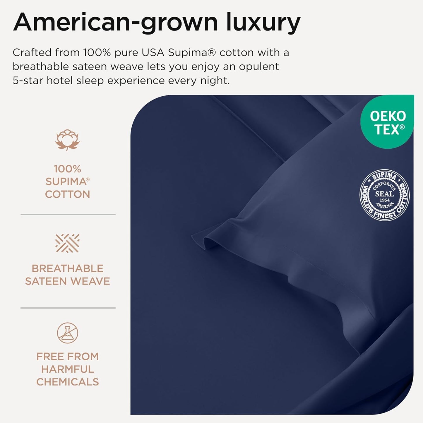Threadmill Luxury Full Size Sheets | 656 Thread Count Certified Supima Cotton Sheets for Full Size Mattress | 5-Star Hotel Quality 4 Piece Bed Sheet with Extra Deep Pocket | Folkstone Blue Sheet