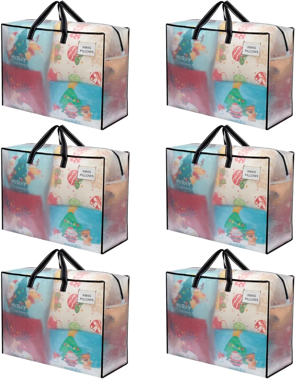 VENO 6 Pack Heavy Duty Moving Bags, Storage Bags, Packing Supplies, Top Zipper, Storage Totes for Camping, Clothes, Bedding, Comforters, Pillows (27 Gallon Clear, 6 Pack)