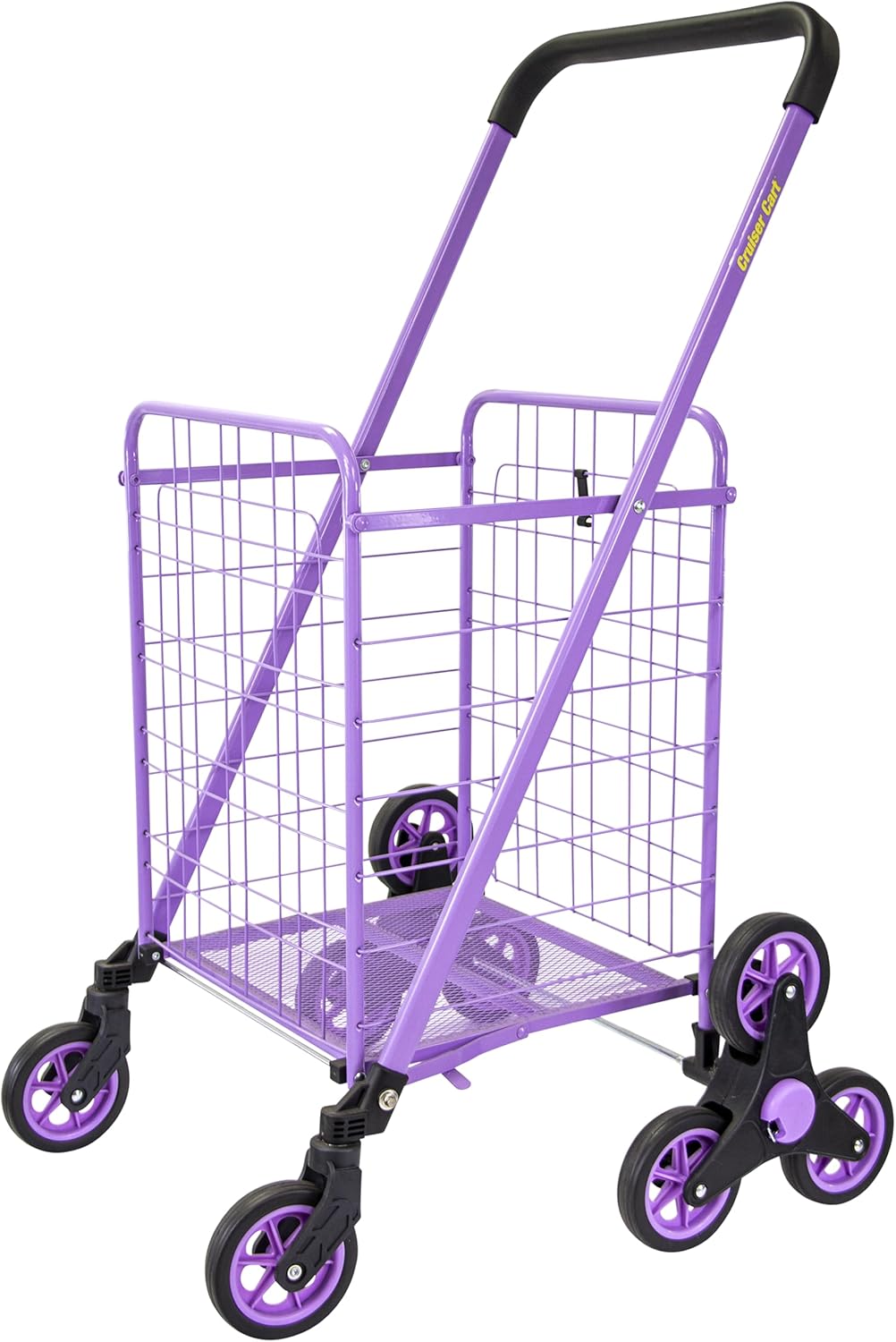 dbest Products Stair Climber Cruiser Cart Shopping Grocery Rolling Folding Laundry Basket on Wheels Foldable Utility Trolley Compact Lightweight Collapsible, Purple