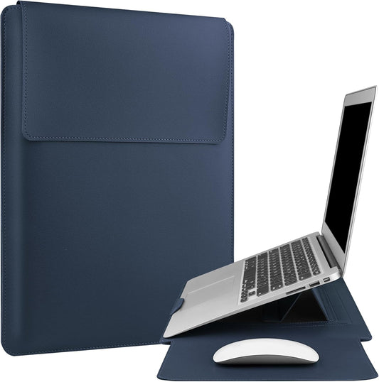 13.3'' /13.6'' Laptop Sleeve Case Leather Bag with Stand Compatible with MacBook Pro 14/MacBook Air 13(M1 M2)/13.3'' Yoga/Dell XPS 13/HP/Matebook 14'' Laptop case, Blue