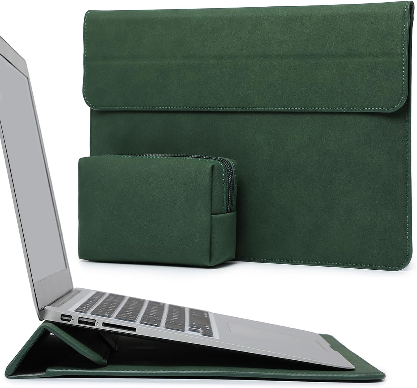 HYZUO 15 Inch Laptop Sleeve Case with Stand for MacBook Air 15 M4 A3241 M3 A3114 M2 A2941 2025-2023, 15" Surface Laptop 7/6/5/4, MacBook Pro 15 A1990 A1707 2019-2016, with Pouch, Midnight Green