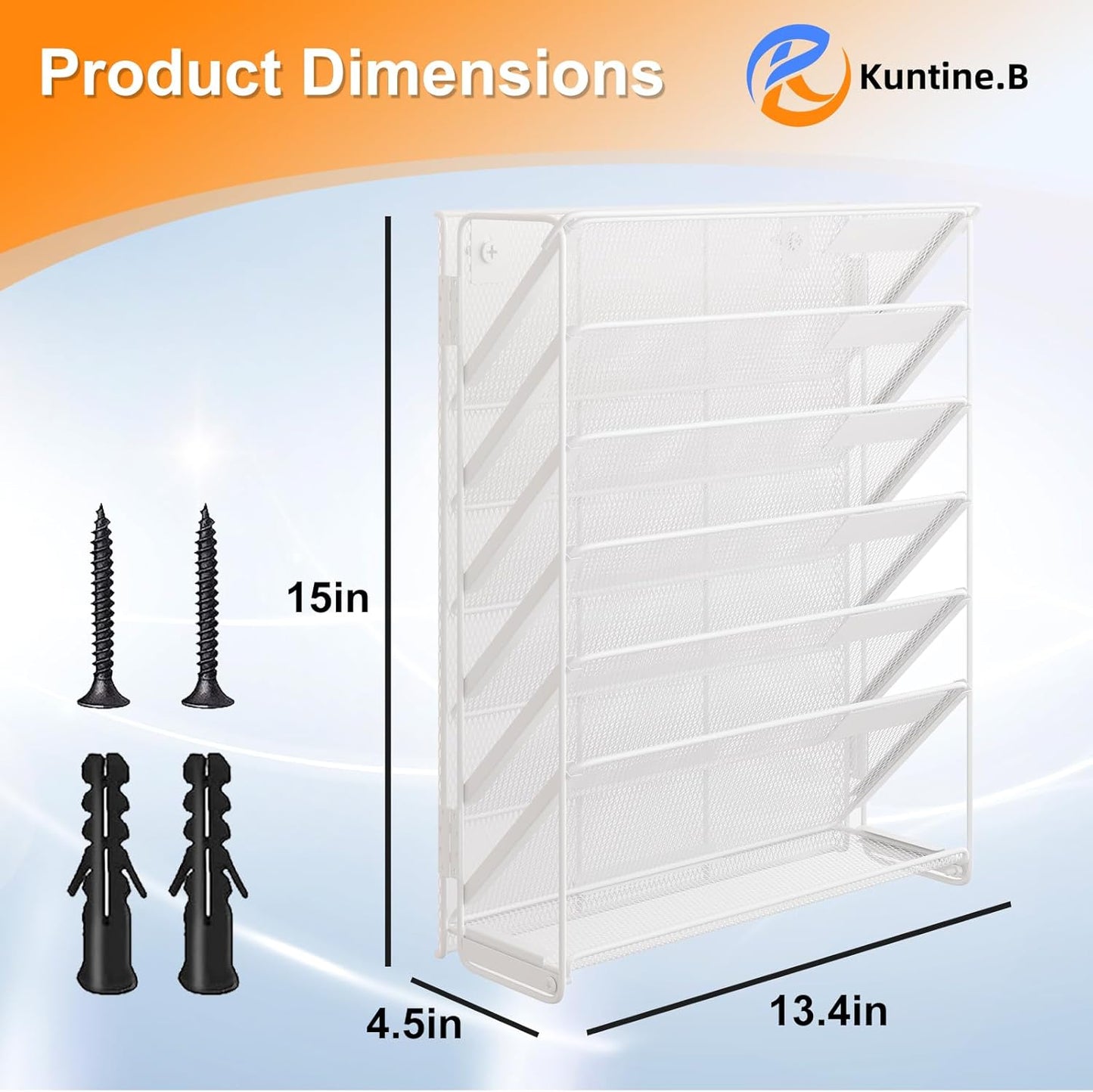 Kuntine.B Wall File Organizer Hanging Magazine Holder (White, 7 Tier)