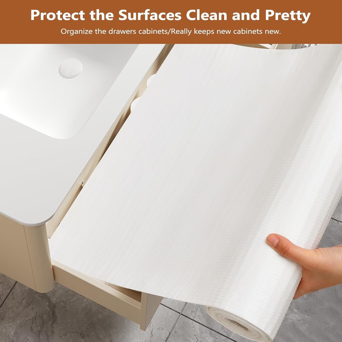 Shelf Drawer Liner for Kitchen Cabinets Non Adhesive, Slip Resistant Strong Grip Thickened Cabinet Liners for Shelves, Non Slip Plastic Shelving Paper for Cupboard, Dresser, Pantry(Whtie, 11.8"x10FT)